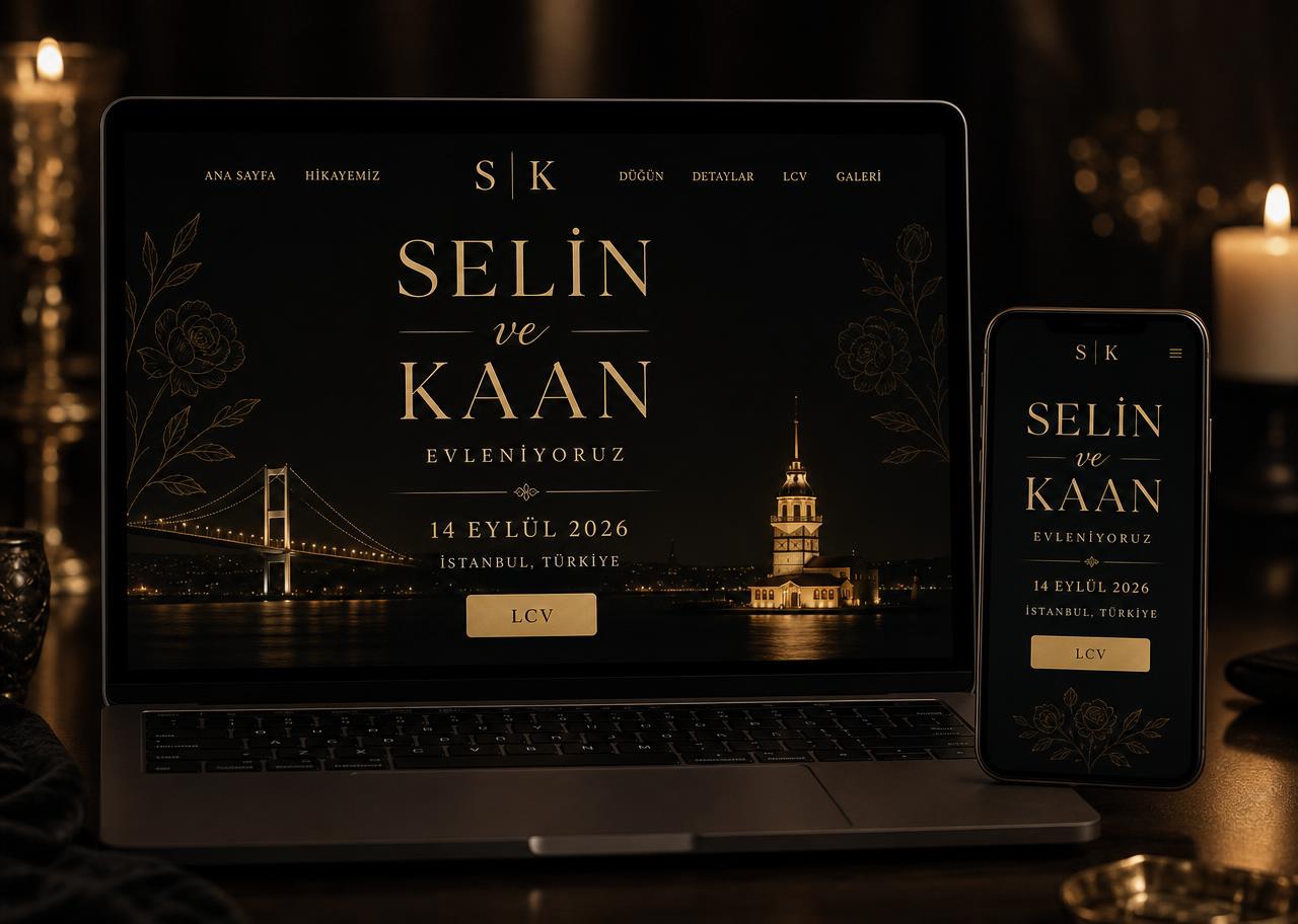 Selin ve Kaan düğün web sitesi önizlemesi